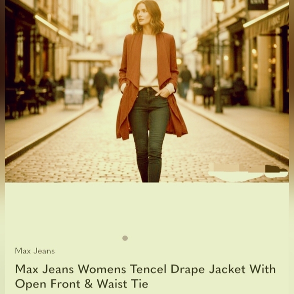 Max Jeans 100%Tencel Draped Drawstring Long Duster Cardigan Terracotta Medium - Picture 9 of 16